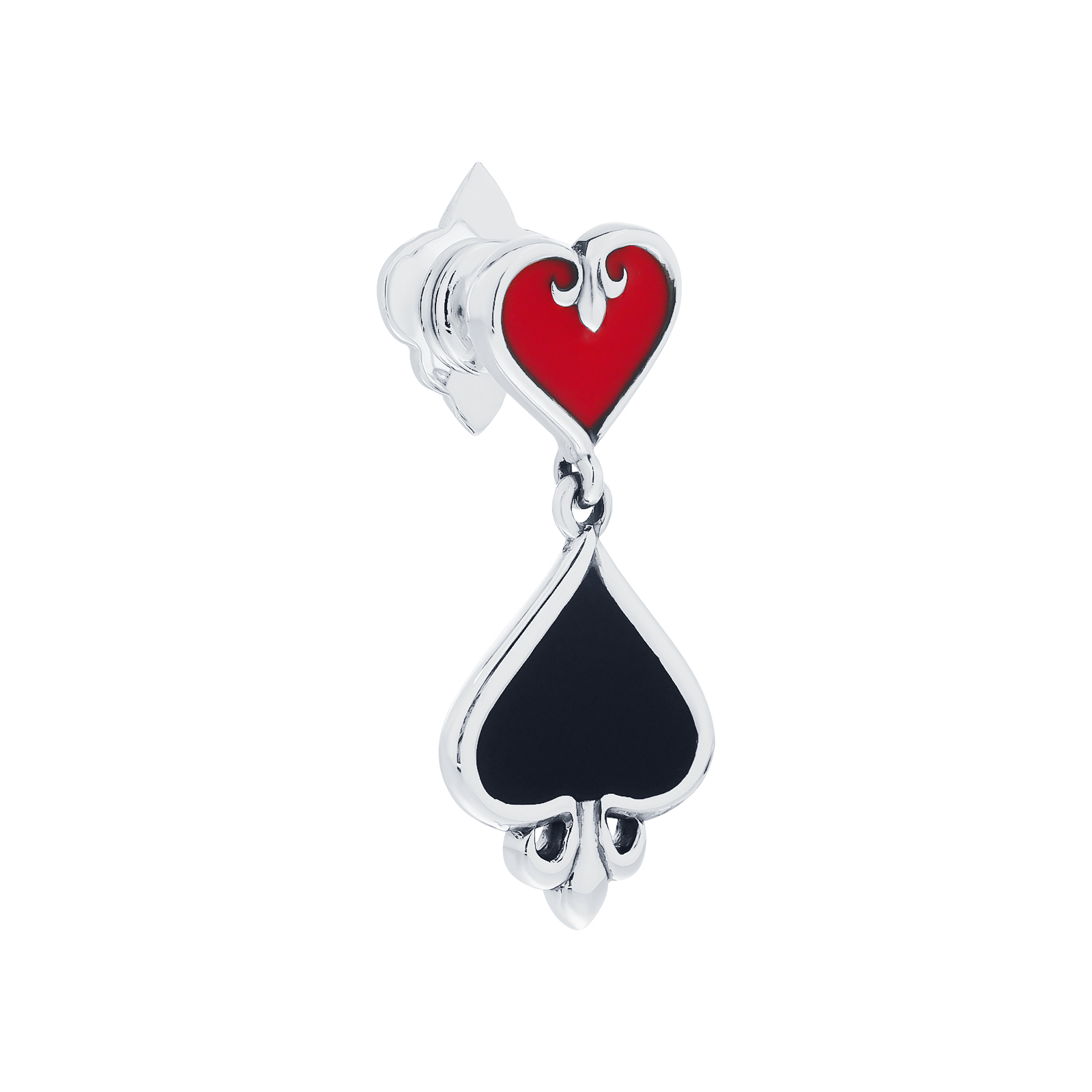 AKE AKE Spade Heart 66 Earring Stud ต่างหูเงินแท้ 925 ลายไพ่โพธิ์แดง-โพธิ์ดำ  *จำหน่าย-ชิ้น-ข้าง