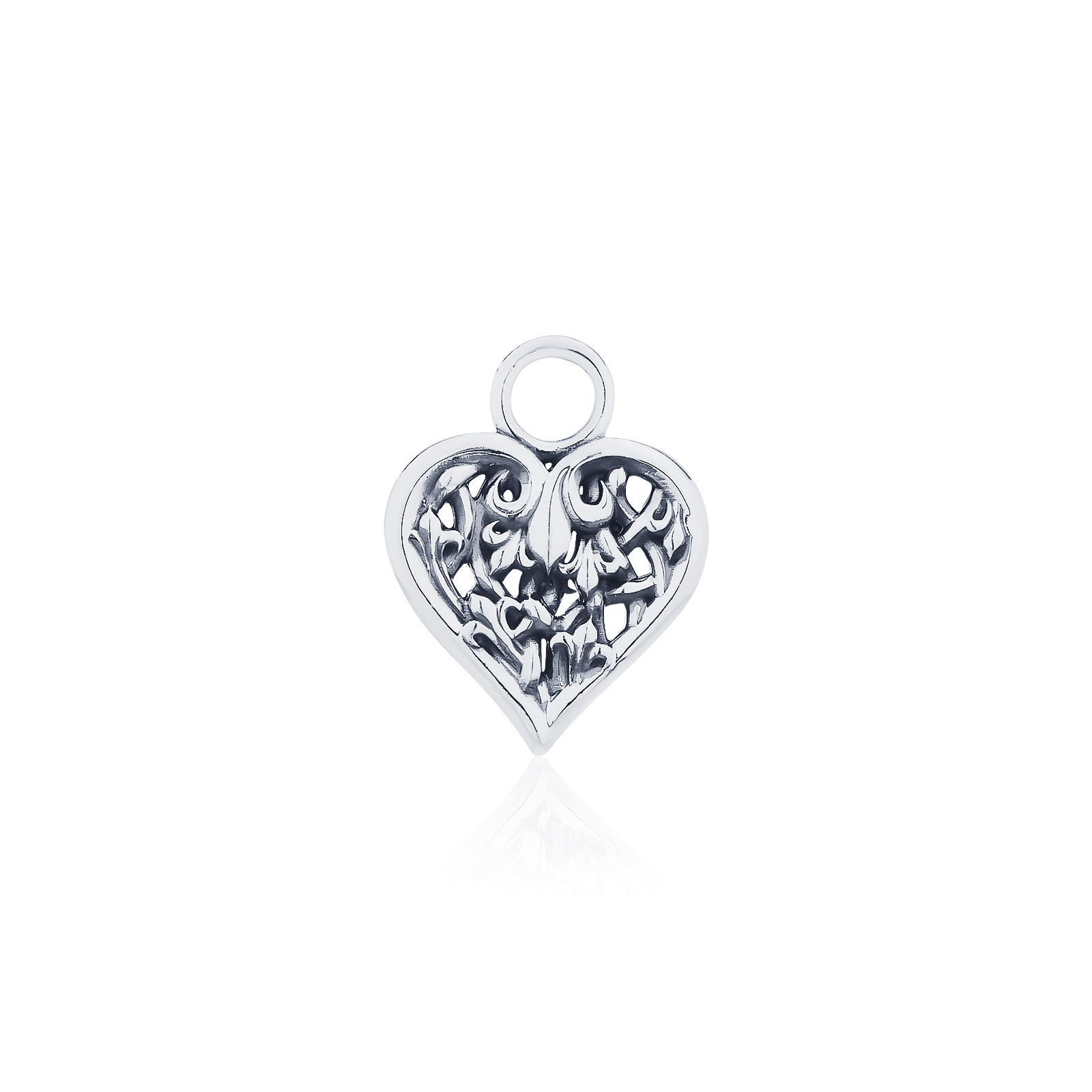 Ake Ake Heart 17 Charm  - จี้เงินแท้ 925 ลายไพ่โพธิ์แดง ขัดเงาพิเศษ พร้อมลงดำขับลาย