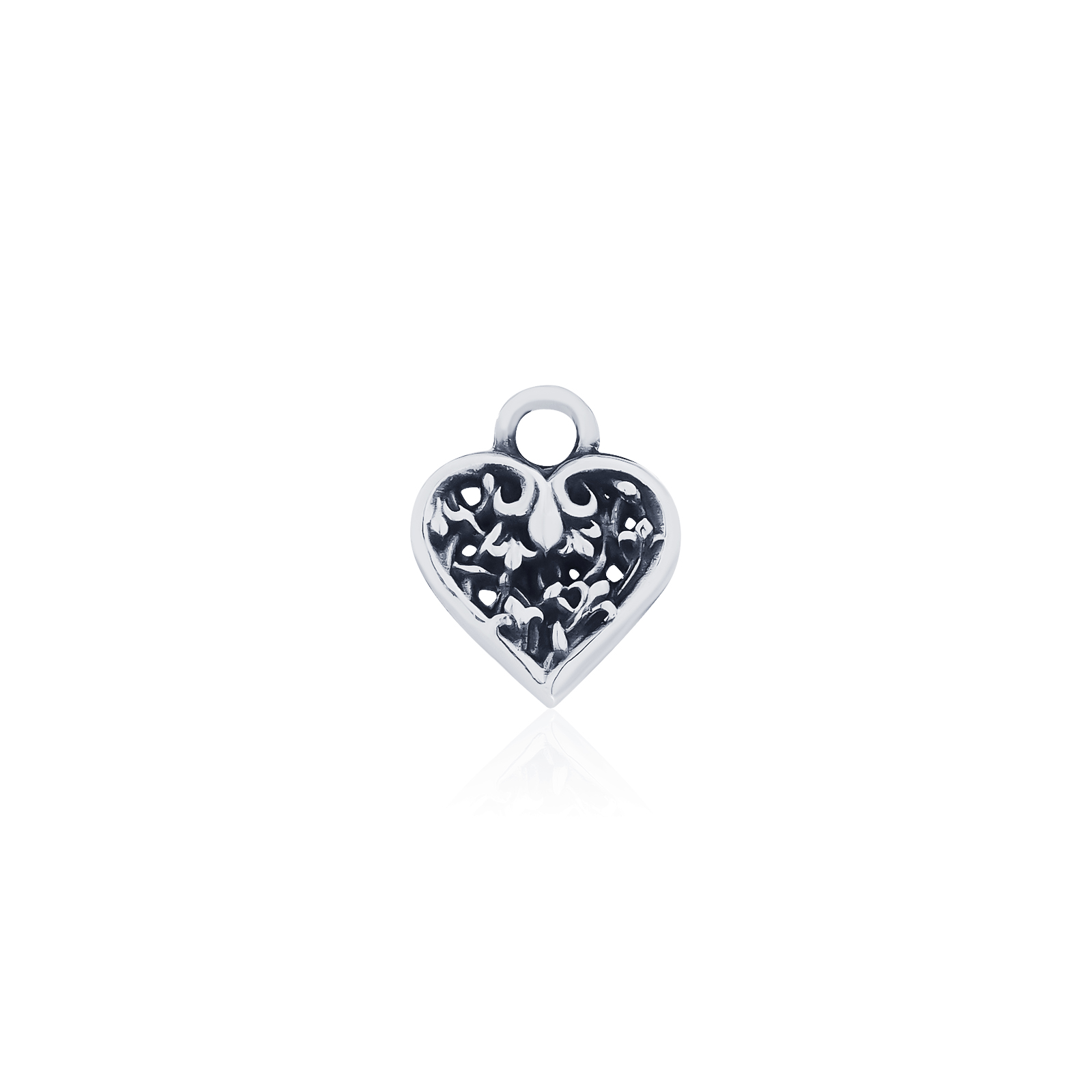 Ake Ake Heart 17 Mini Charm  - จี้เงินแท้ 925 ลายไพ่โพธิ์แดง ขัดเงาพิเศษ พร้อมลงดำขับลาย