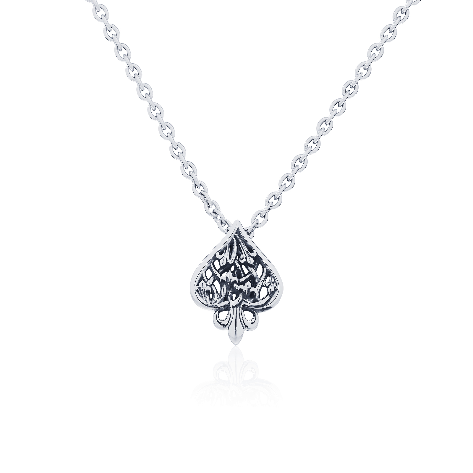 Ake Ake Spade 21 Necklace - สร้อยคอเงินแท้ 925 ลายไพ่โพธิ์ดำ ขัดเงาพิเศษ พร้อมลงดำขับลาย