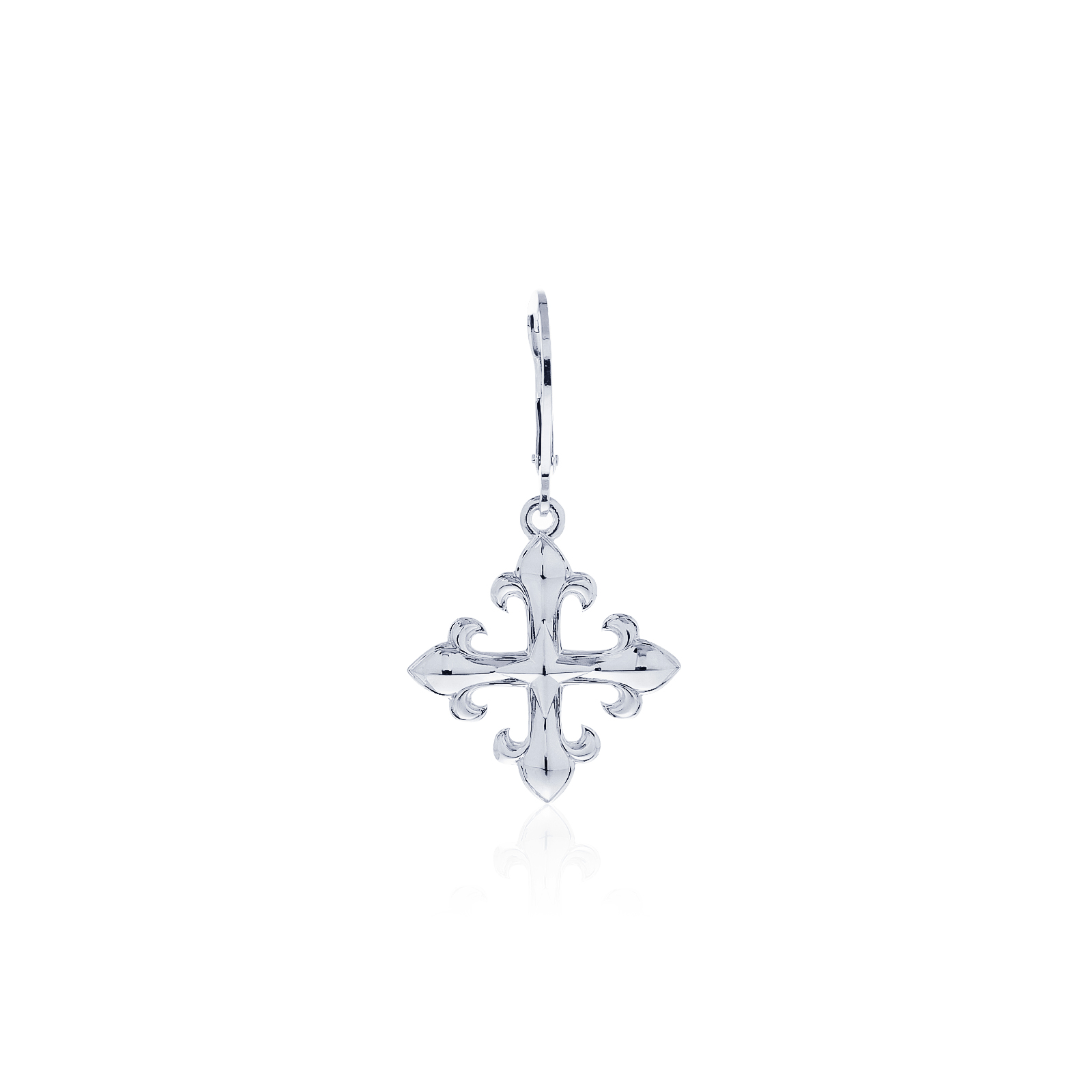 Rituals Cross Code of Arm earring ต่างหูเงินแท้ 925 แบบห่วงกริ๊กฮักกี้ แกะมือขัดเงาพิเศษ ชุบไวท์โกลด์ **ขายเป็นชิ้น/ข้าง