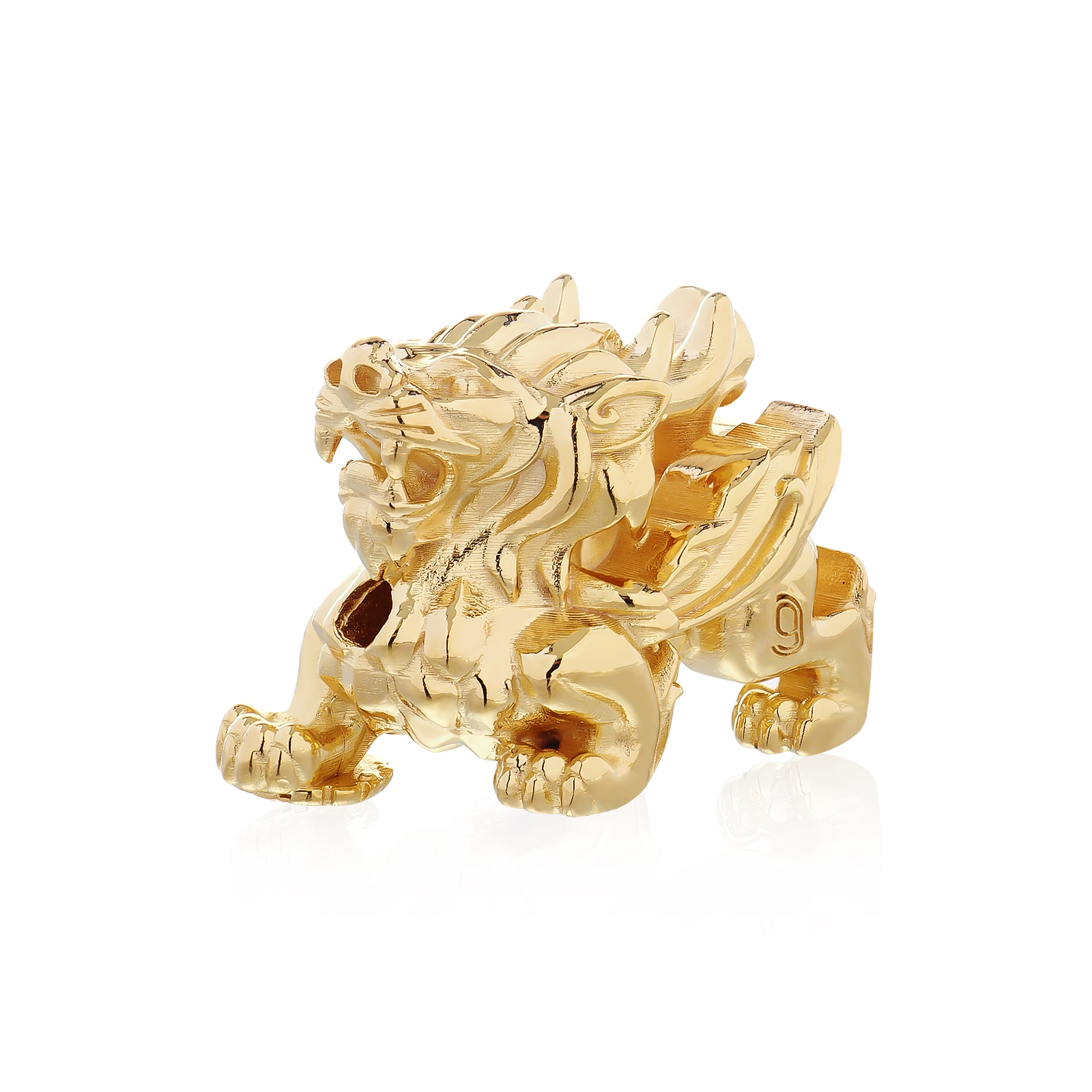 The Golden of Pixiu Bead บีดส์ประคำเงินแท้ 925 แฮนด์เมดสไตล์ยุคกลาง ลายปี่เซี๊ยะมงคล (ตัวเมีย) ขัดเงาพิเศษ ชุบทองคำแท้ 24 กะรัต