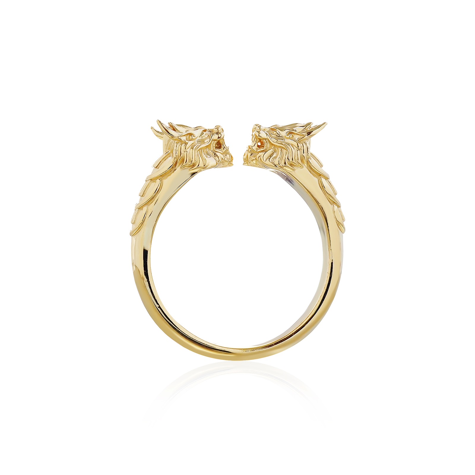 The Holy Pixiu Ring - Gold แหวนเงินแท้ 925 แฮนด์เมดสไตล์ยุคกลาง ลายปี่เซี๊ยะคู่มงคล ขัดเงาพิเศษ ชุบทองคำแท้ 24 กะรัต