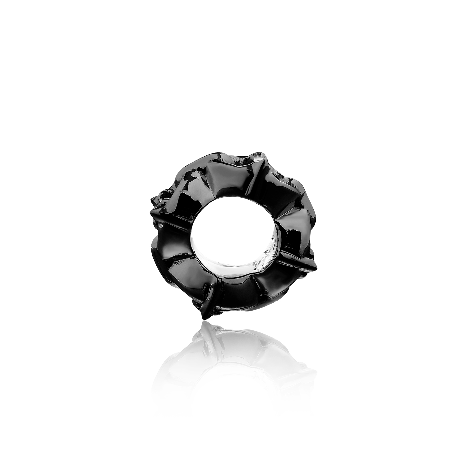 the Sanction Chain ring Bead - Black บีดส์ประคำเงินแท้ 925 ทำมือแกะสไตล์ยุคกลางยุโรปสุดดุดัน ขัดเงาพิเศษ ชุบแบลกโรเดียม