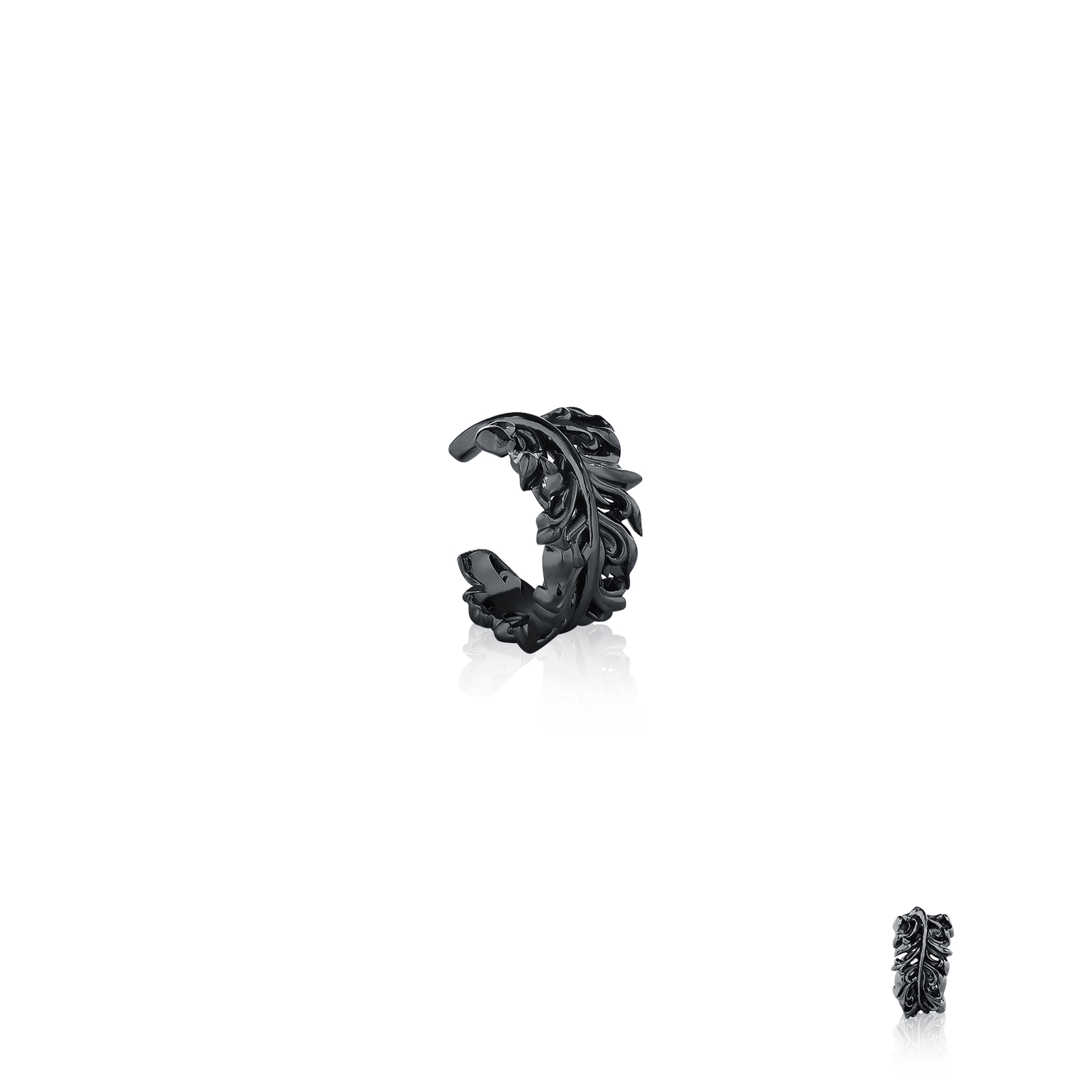 Raven ear cuff - Black Rhodium