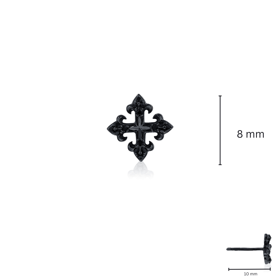 Rituals Cross 3.0X earring Stud- Black ต่างหูเงินแท้ 925   ขัดเงาพิเศษ ชุบแบล็กโรเดียม ประดับคริสตัล *ขายเป็นชิ้น-ข้าง