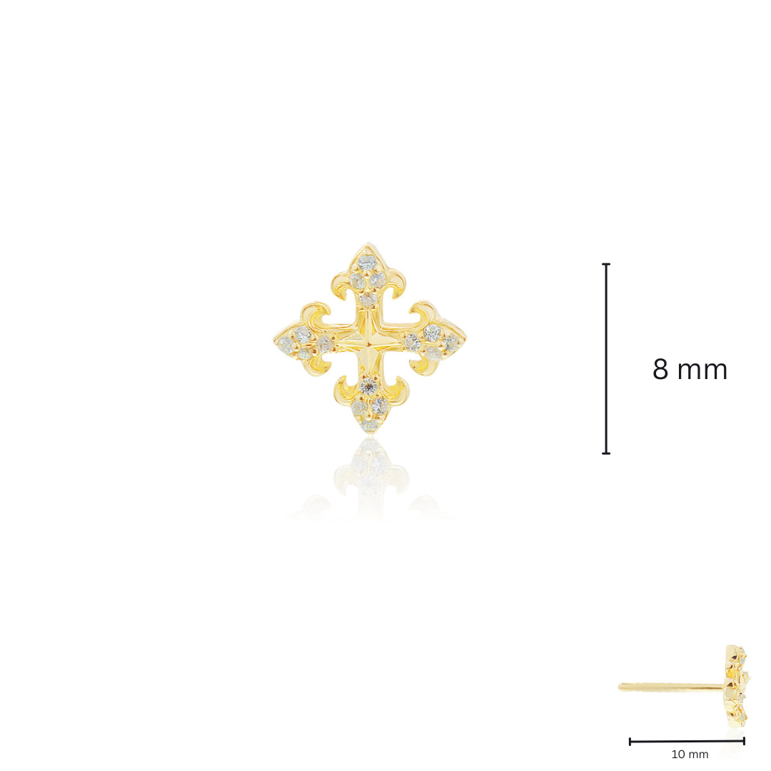 Rituals Cross 3.0X earring Stud- Gold ต่างหูเงินแท้ 925 ขัดเงาพิเศษ ชุบทองคำแท้ 24 กะรัต ประดับคริสตัล *ขายเป็นชิ้น-ข้าง