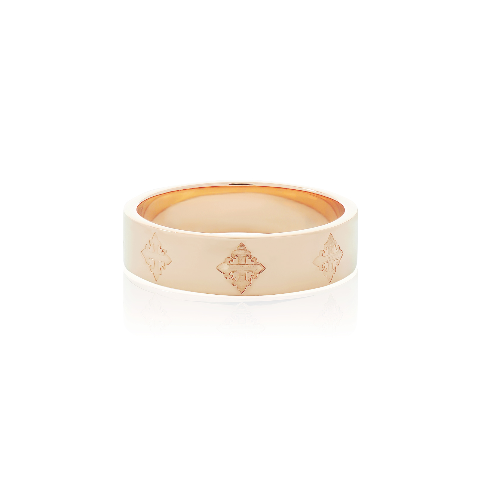 AKE AKE Rituals Cross Wedding Band GM - Pure Pink Gold แหวนเงินแท้ 925 ชุบทองชมพูบริสุทธิ์