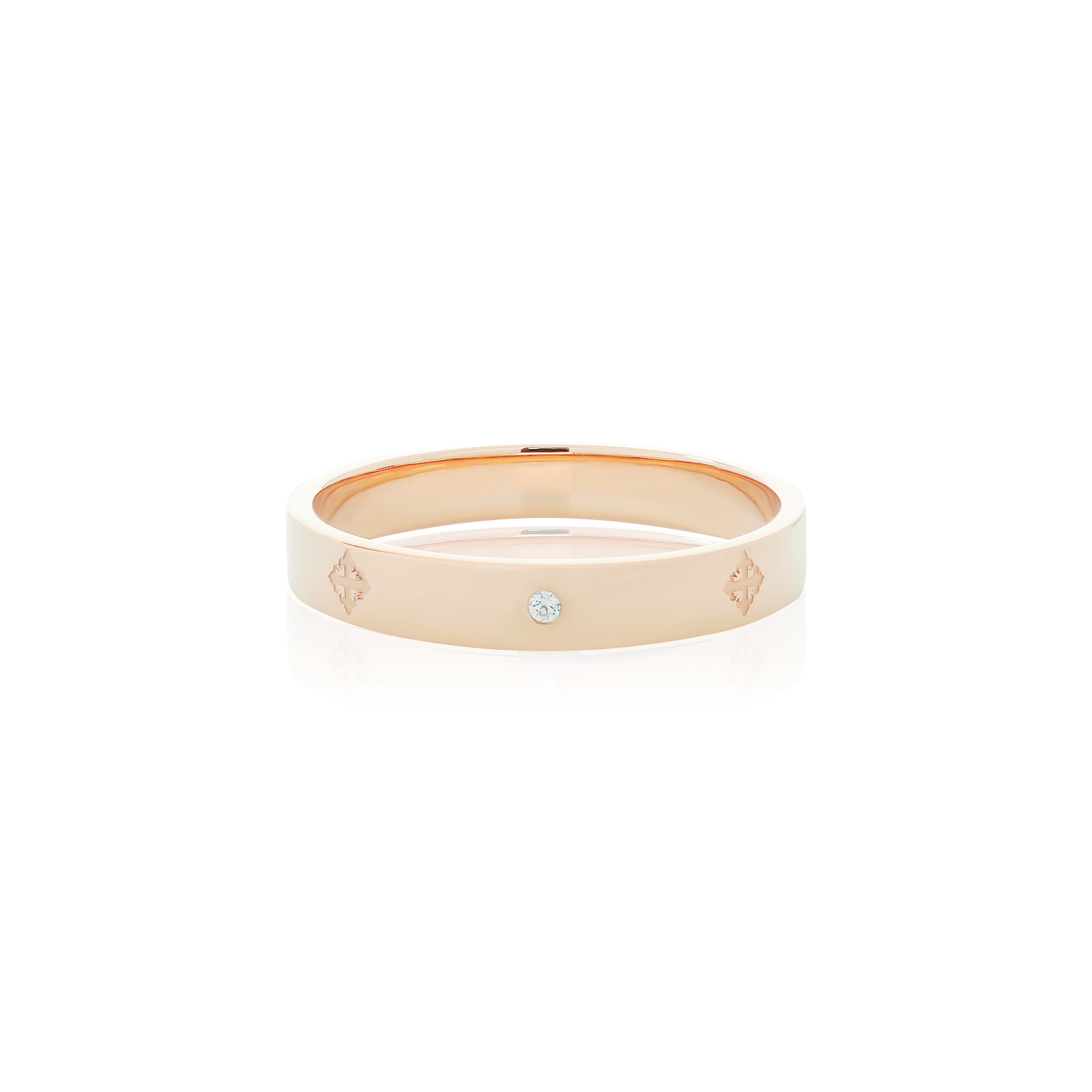 AKE AKE Rituals Cross Wedding Band Xtreme PM-PurePink Gold - Crystal แหวนเงินชุบทองชมพู ฝังคริสตัล