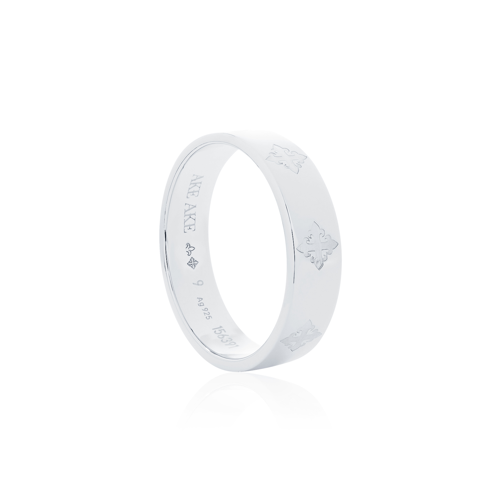 AKE AKE Rituals Cross Wedding Band GM - White Gold แหวนเงินแท้ 925 ชุบทองคำขาว (White Gold Sterling)