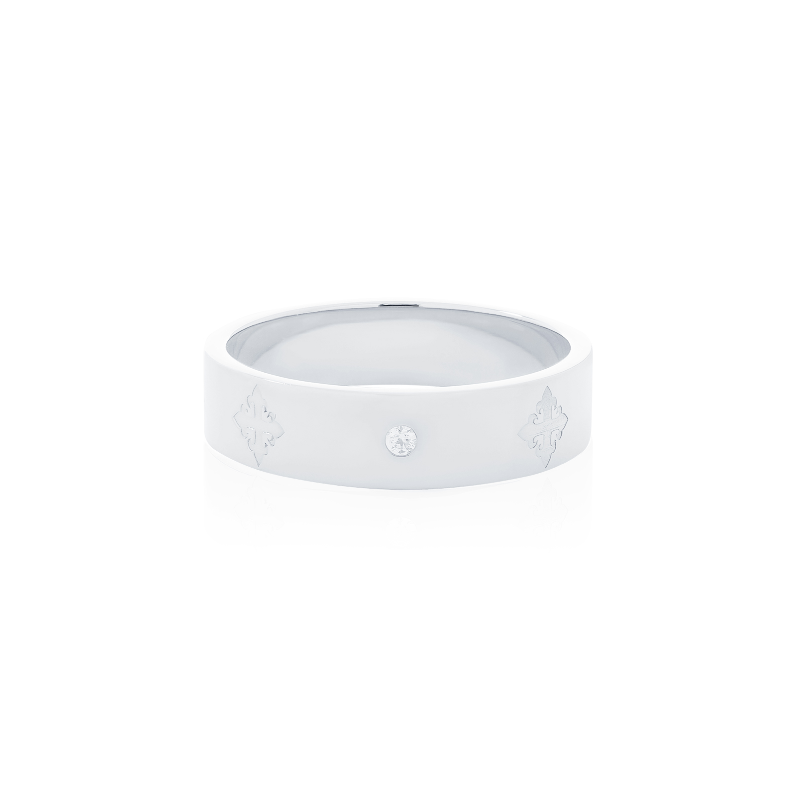 AKE AKE Rituals Cross Wedding Band Xtreme GM- White Gold with Crystal แหวนเงินแท้925 ชุบทองคำขาว ฝังคริสตัล